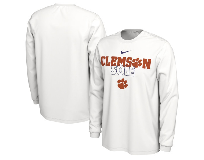  Clemson Tigers Nike 2023 On Court Bench Long Sleeve T-Shirt - White