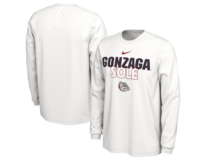  Gonzaga Bulldogs Nike 2023 On Court Bench Long Sleeve T-Shirt - White