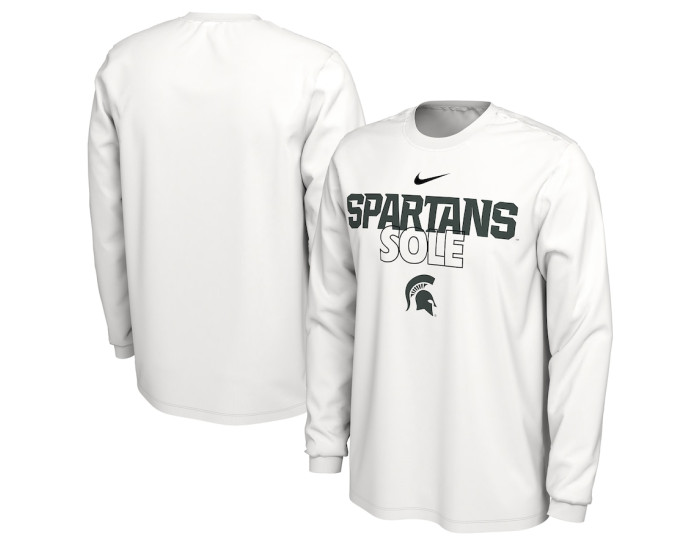  Michigan State Spartans Nike 2023 On Court Bench Long Sleeve T-Shirt - White