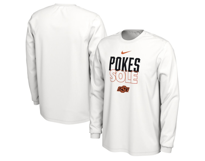  Oklahoma State Cowboys Nike 2023 On Court Bench Long Sleeve T-Shirt - White