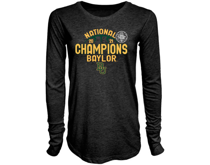 Baylor Bears Blue 84 Women's 2021 NCAA Men's Basketball National Champions Tri-Blend Long Sleeve T-Shirt - Black