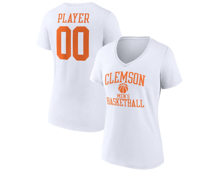 Clemson Tigers Fanatics Branded Men's Basketball Women's Pick-A-Player NIL Gameday Tradition V-Neck T-Shirt - White