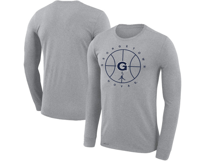 Georgetown Hoyas Jordan Brand Basketball Icon Legend Performance Long Sleeve T-Shirt - Heathered Gray