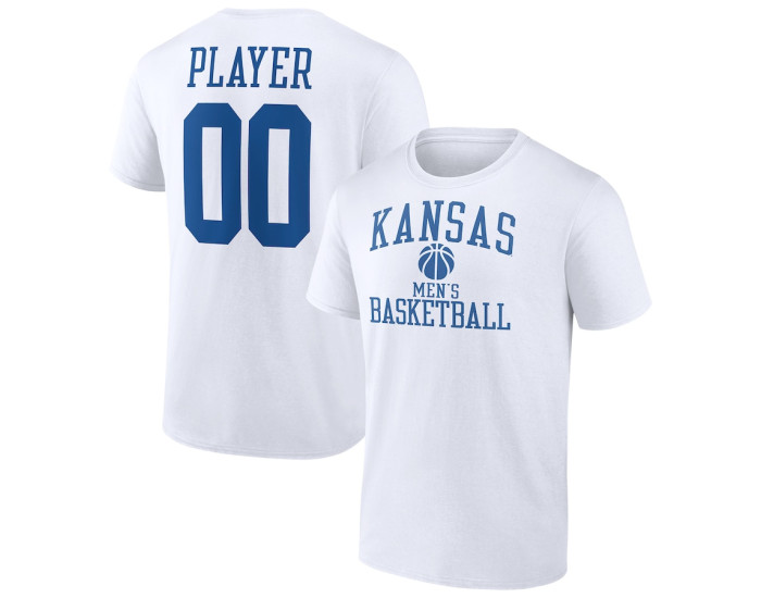 Kansas Jayhawks Fanatics Branded Men's Basketball Pick-A-Player NIL Gameday Tradition T-Shirt - White