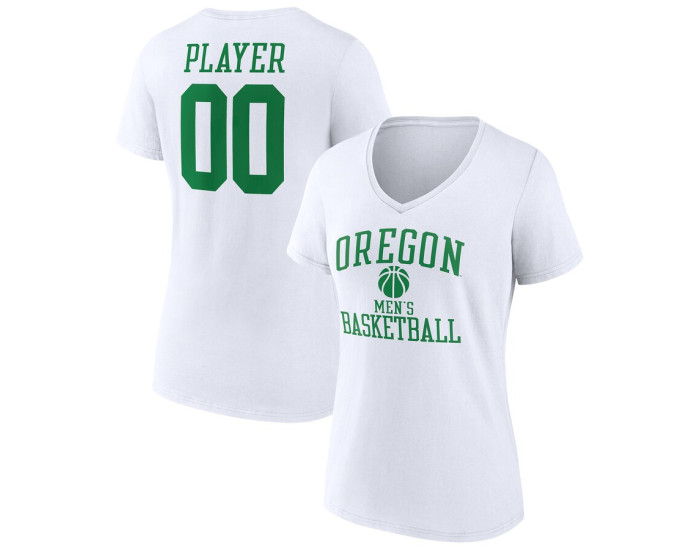 Oregon Ducks Fanatics Branded Men's Basketball Women's Pick-A-Player NIL Gameday Tradition V-Neck T-Shirt - White