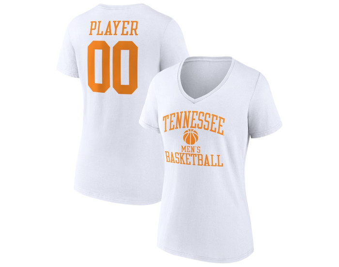 Tennessee Volunteers Fanatics Branded Men's Basketball Women's Pick-A-Player NIL Gameday Tradition V-Neck T-Shirt - White