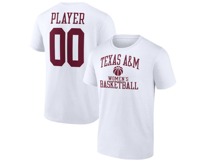 Texas A&M Aggies Fanatics Branded Women's Basketball Pick-A-Player NIL Gameday Tradition T-Shirt - White