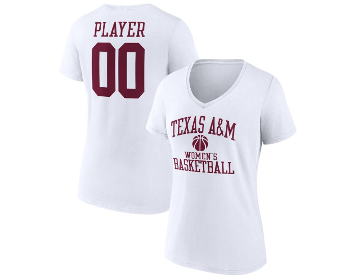 Texas A&M Aggies Fanatics Branded Women's Basketball Women's Pick-A-Player NIL Gameday Tradition V-Neck T-Shirt - White
