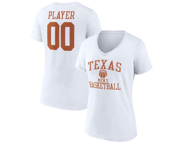 Texas Longhorns Fanatics Branded Men's Basketball Women's Pick-A-Player NIL Gameday Tradition V-Neck T-Shirt - White