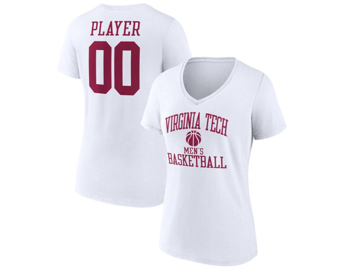 Virginia Tech Hokies Fanatics Branded Men's Basketball Women's Pick-A-Player NIL Gameday Tradition V-Neck T-Shirt - White