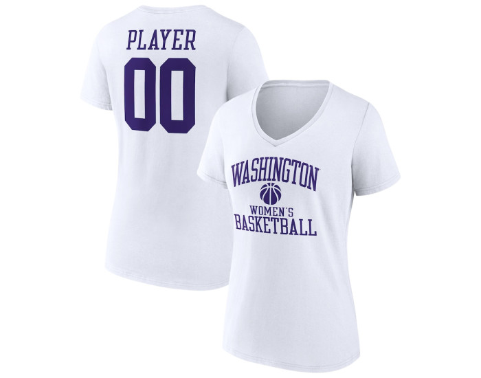 Washington Huskies Fanatics Branded Women's Basketball Women's Pick-A-Player NIL Gameday Tradition V-Neck T-Shirt - White