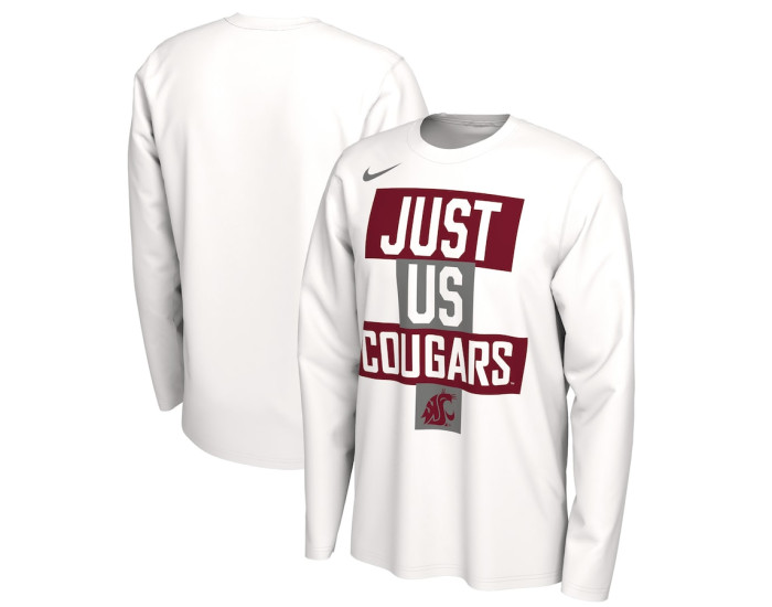 Washington State Cougars Nike 2021 Postseason Basketball JUST US Bench Legend Long Sleeve T-Shirt - White