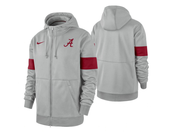 Alabama Crimson Tide Gray 2019 Sideline Therma-FIT Full-Zip Hoodie