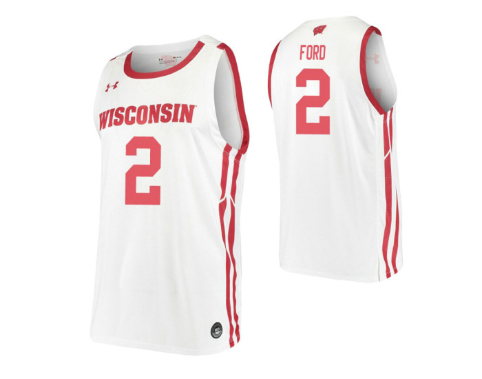 Aleem Ford Authentic College Basketball Jersey White Wisconsin Badgers