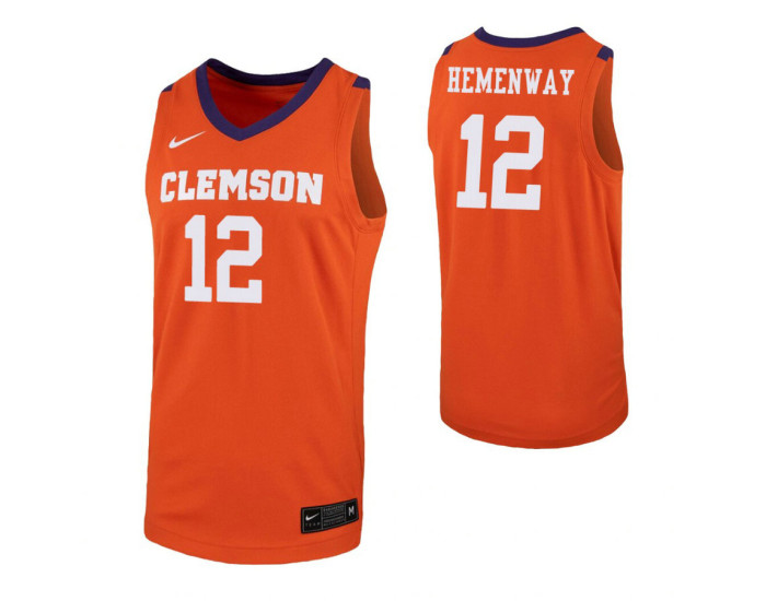 Clemson Tigers #12 Alex Hemenway Orange Authentic College Basketball Jersey