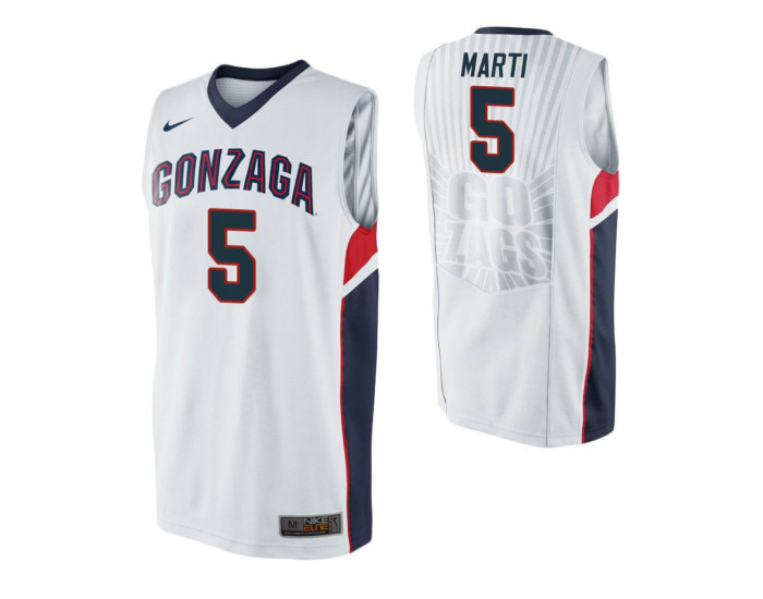 Gonzaga Bulldogs #5 Alex Marti White Replica College Basketball Jersey