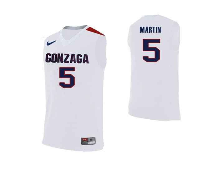 Youth Gonzaga Bulldogs #5 Alex Martin White Authentic College Basketball Jersey