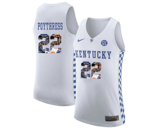Kentucky Wildcats #22 Alex Poythress Replica College Basketball Jersey White