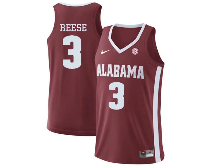 Alabama Crimson Tide #3 Alex Reese Replica College Basketball Jersey Red