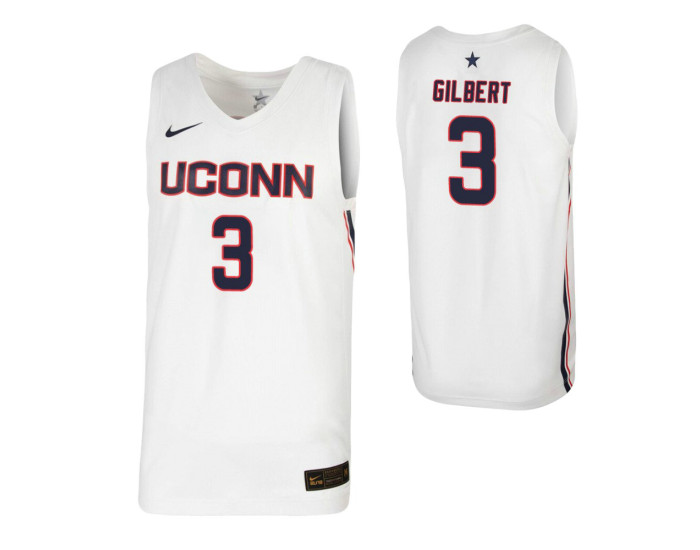 Alterique Gilbert Authentic College Basketball Jersey White UConn Huskies