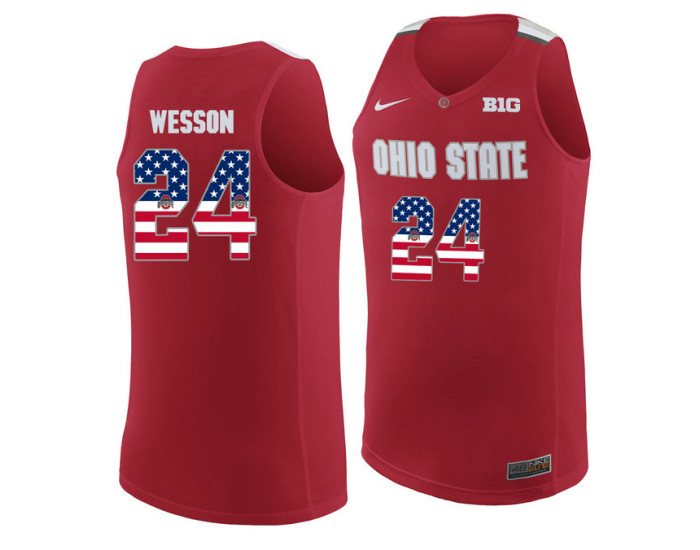 Ohio State Buckeyes #24 Andre Wesson Authentic College Basketball Jersey Red
