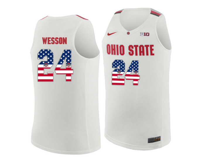 Ohio State Buckeyes #24 Andre Wesson Authentic College Basketball Jersey White