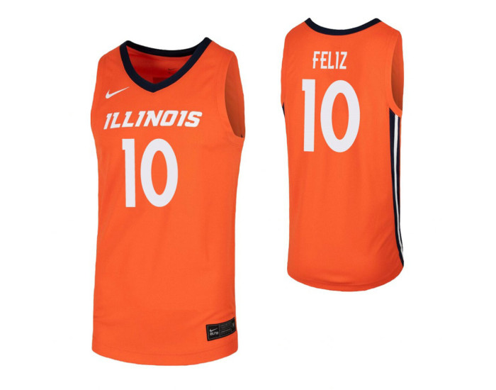 Youth Illinois Fighting Illini #10 Andres Feliz Orange Authentic College Basketball Jersey