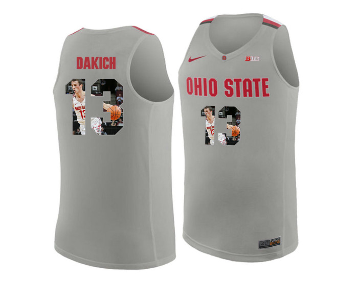Ohio State Buckeyes #13 Andrew Dakich Authentic College Basketball Jersey Gray