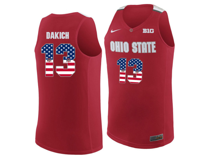 Ohio State Buckeyes #13 Andrew Dakich Authentic College Basketball Jersey Red