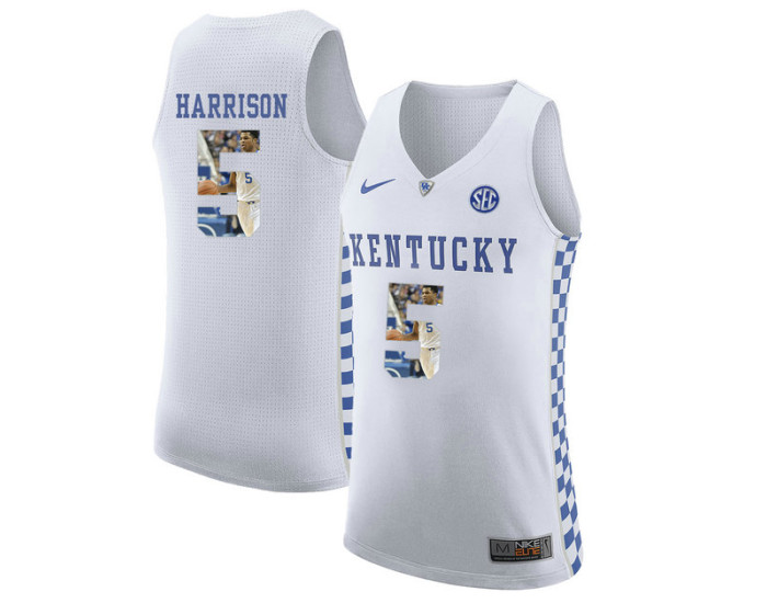 Kentucky Wildcats #5 Andrew Harrison Authentic College Basketball Jersey White