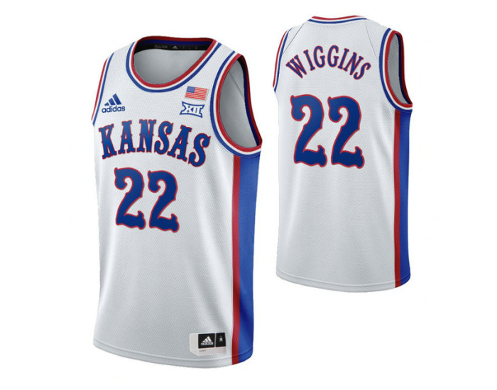 Youth Kansas Jayhawks #22 Andrew Wiggins White Replica College Basketball Jersey