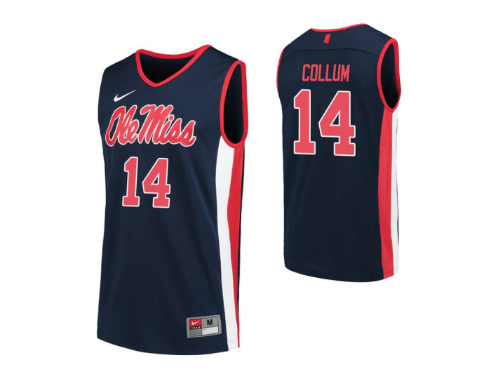 Antavion Collum Authentic College Basketball Jersey Navy Ole Miss Rebels