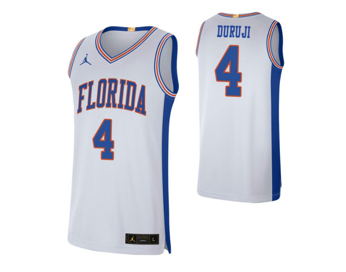 Youth Florida Gators 4 Anthony Duruji Retro Limited Authentic College Basketball Jersey White