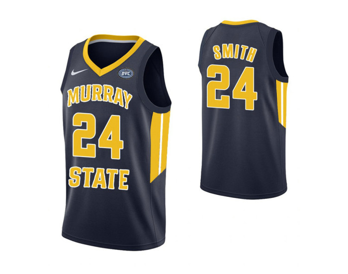 Murray State Racers #24 Anthony Smith Authentic College Basketball Jersey Navy