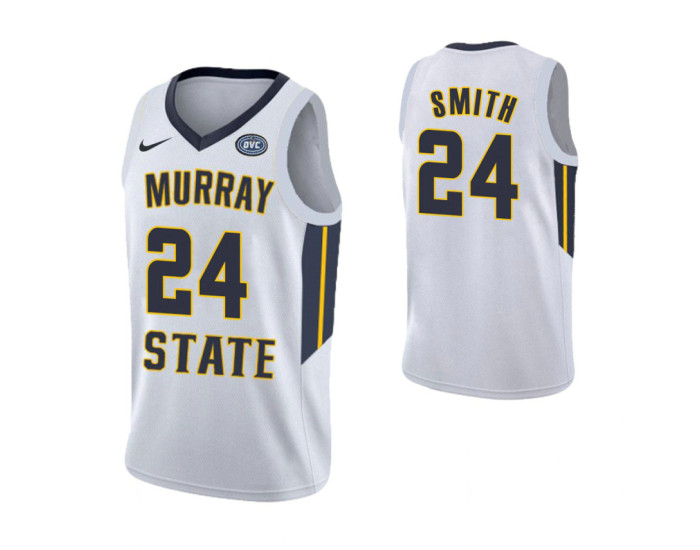 Murray State Racers #24 Anthony Smith Authentic College Basketball Jersey White