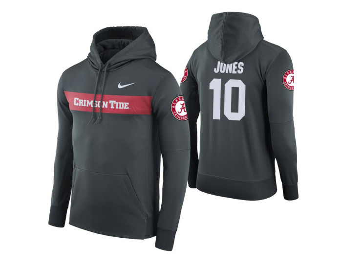 Alabama Crimson Tide #10 Herbert Jones Men's Anthracite Pullover Hoodie