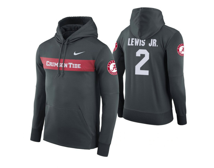 Alabama Crimson Tide #2 Kira Lewis Jr. Men's Anthracite Pullover Hoodie