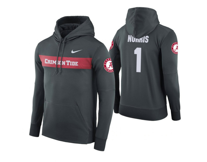 Alabama Crimson Tide #1 Riley Norris Men's Anthracite Pullover Hoodie