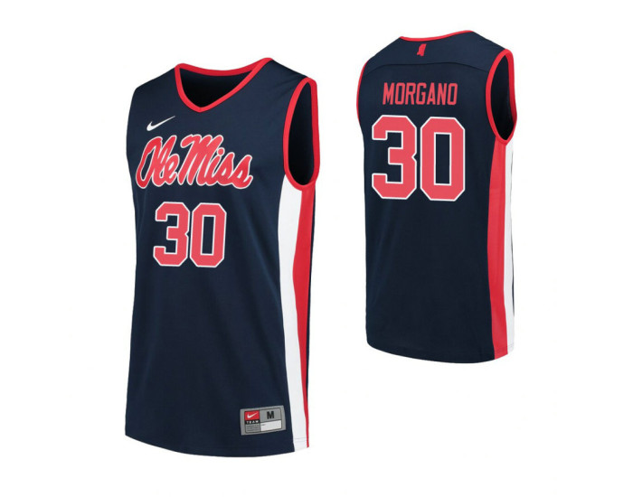 Youth Ole Miss Rebels 30 Antonio Morgano Authentic College Basketball Jersey Navy