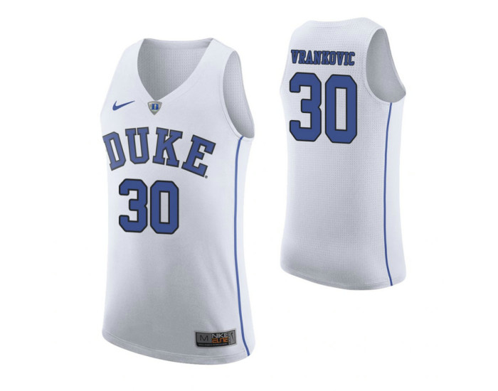 Duke Blue Devils #30 Antonio Vrankovic Authentic College Basketball Jersey White