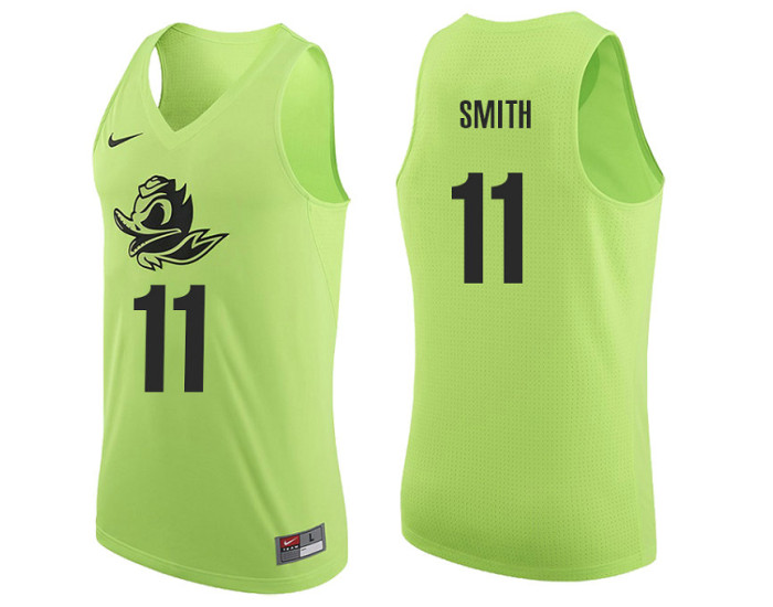 Oregon Ducks #11 Keith Smith Authentic College Basketball Jersey Apple Green
