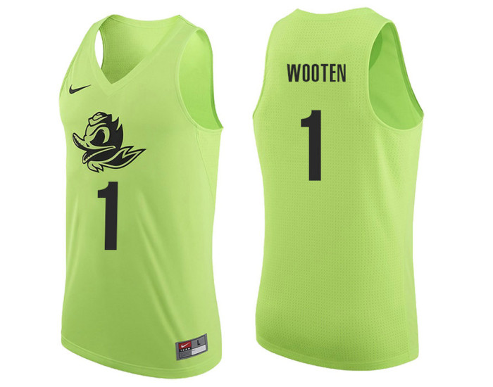 Oregon Ducks #1 Kenny Wooten Authentic College Basketball Jersey Apple Green