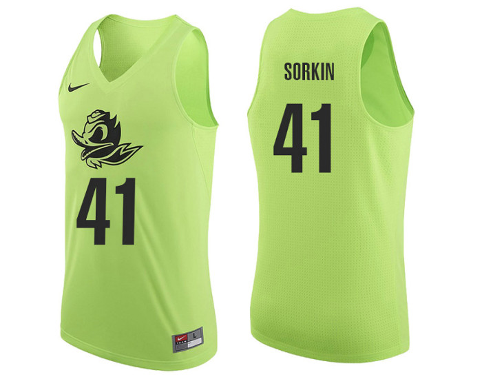 Oregon Ducks #41 Roman Sorkin Authentic College Basketball Jersey Apple Green