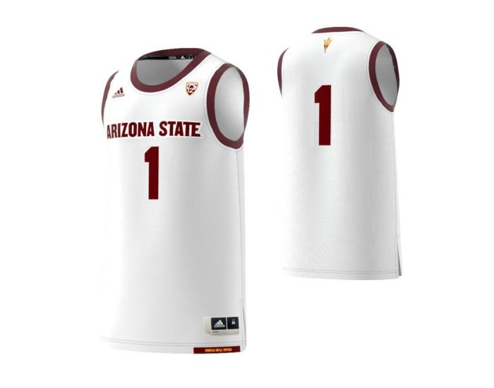 Arizona State Sun Devils #1 Basketball Adidas Authentic College Basketball Jersey White