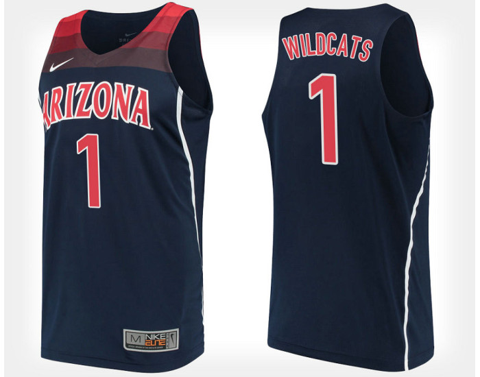Arizona Wildcats #1 Navy Authentic College Basketball Jersey