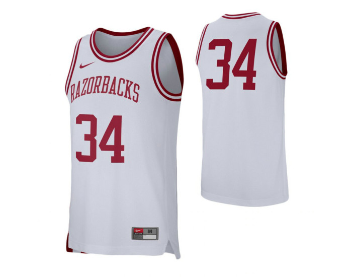 Arkansas Razorbacks #34 Authentic College Basketball Jersey White