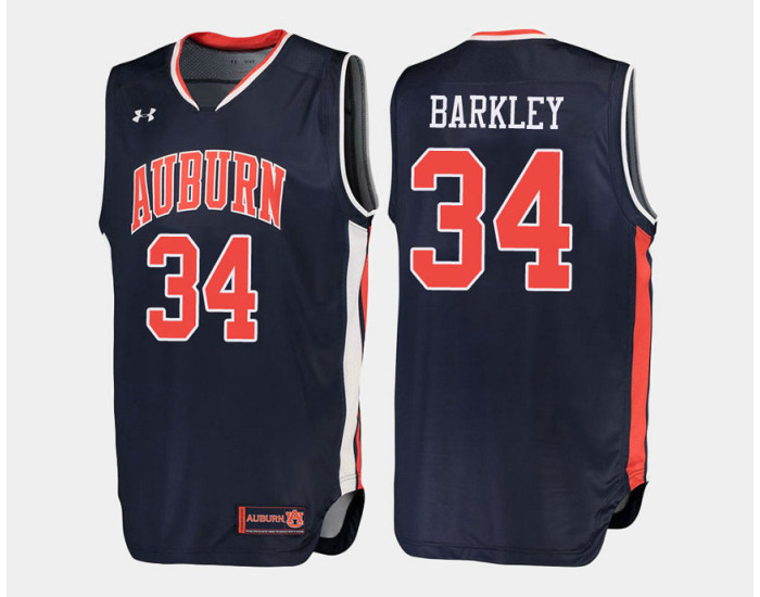 Auburn Tigers #34 Charles Barkley Navy Road Authentic College Basketball Jersey