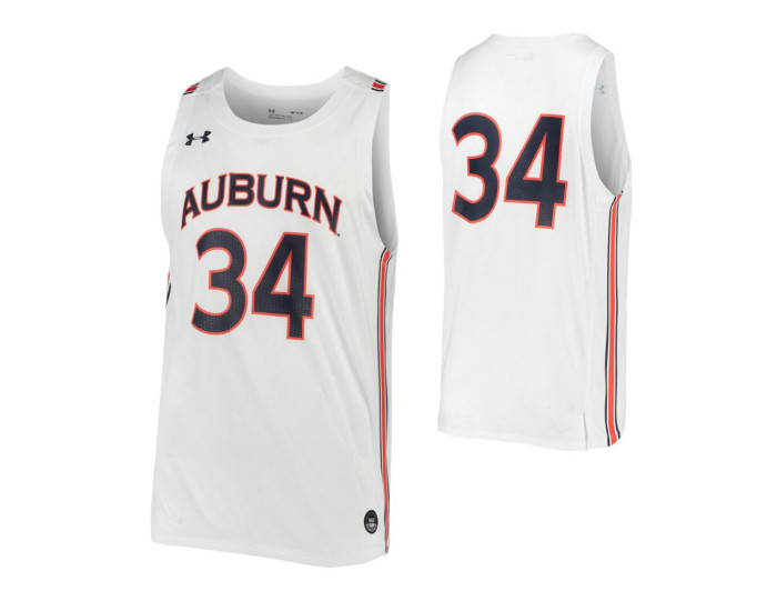Auburn Tigers #34 Authentic College Basketball Jersey White