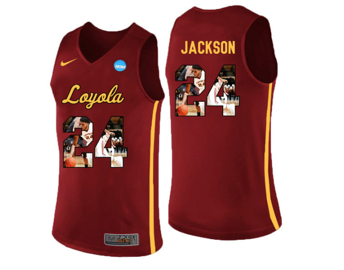 Youth Loyola (Chi) Ramblers #24 Aundre Jackson Authentic College Basketball Jersey Red
