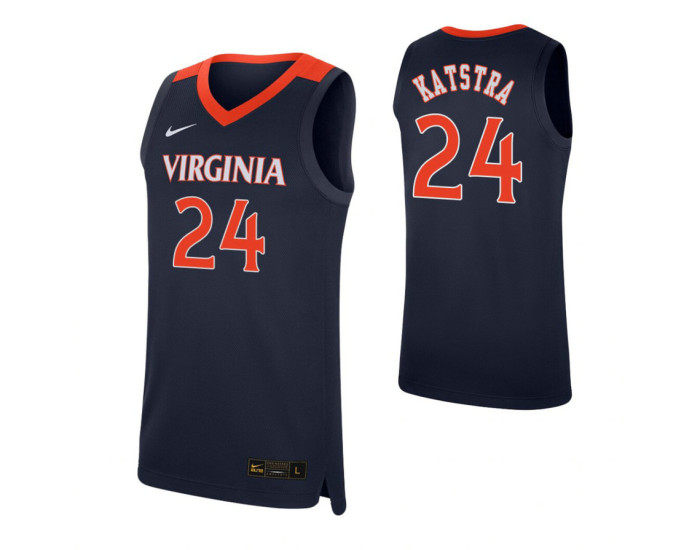 Youth Virginia Cavaliers #24 Austin Katstra Navy Authentic College Basketball Jersey